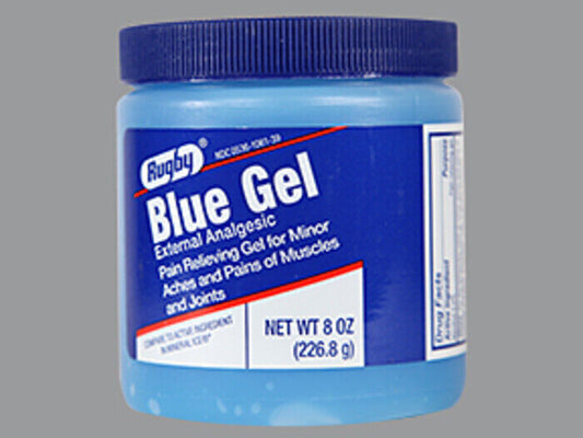 Rugby Blue Gel Pain Rub 8oz  Tub ( 6 pack ) menthol TOPICAL GEL (GRAM) 2 %