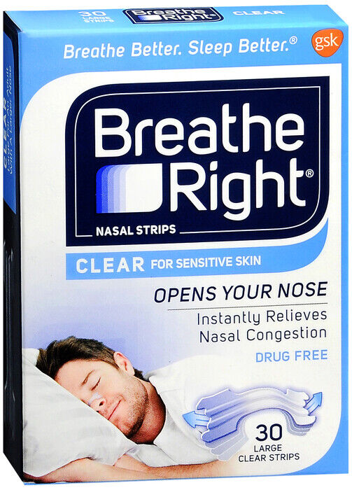 Breathe Right Nasal Strips Clear, Large 30 Count