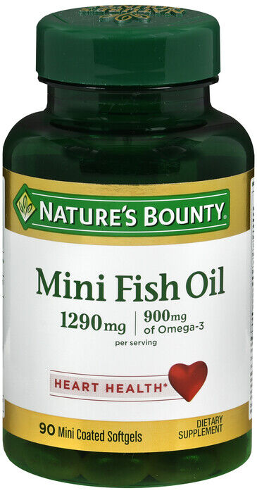 Nature's Bounty Omega 3 Mini Fish Oil 1290 mg 90ct Odorless Softgels