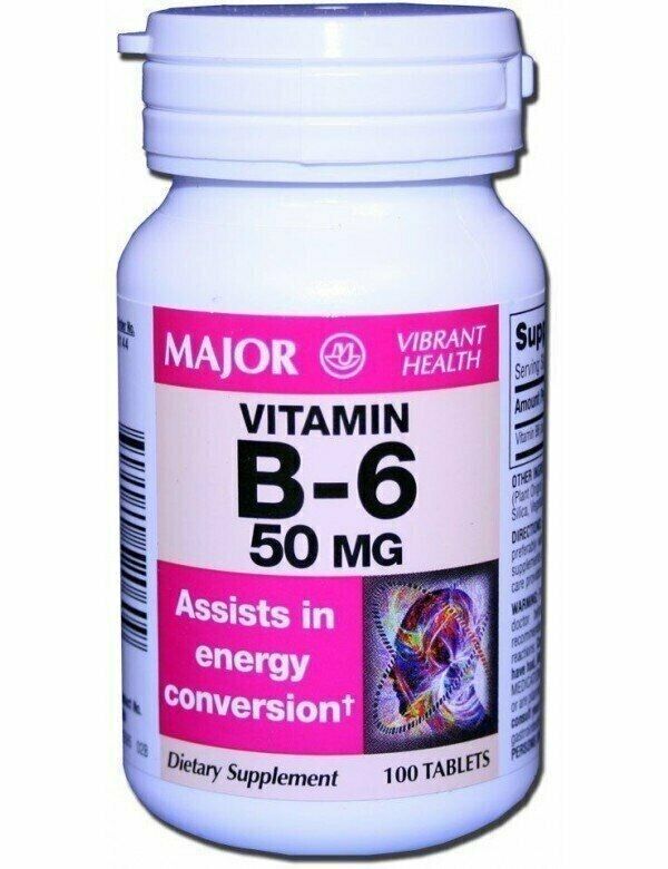 VIT B6 50MG TABLET 100CT MAJOR   pyridoxine HCl (vitamin B6) ORAL