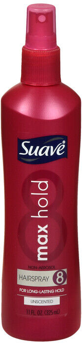 SUAVE HAIR SPRAY NON AEROSOL MAX HOLD UNSCENTED 11OZ  x  4