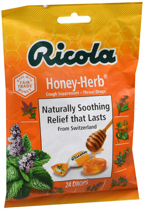 RICOLA HONEY-HERB THROAT DROPS, 24 PER BAG