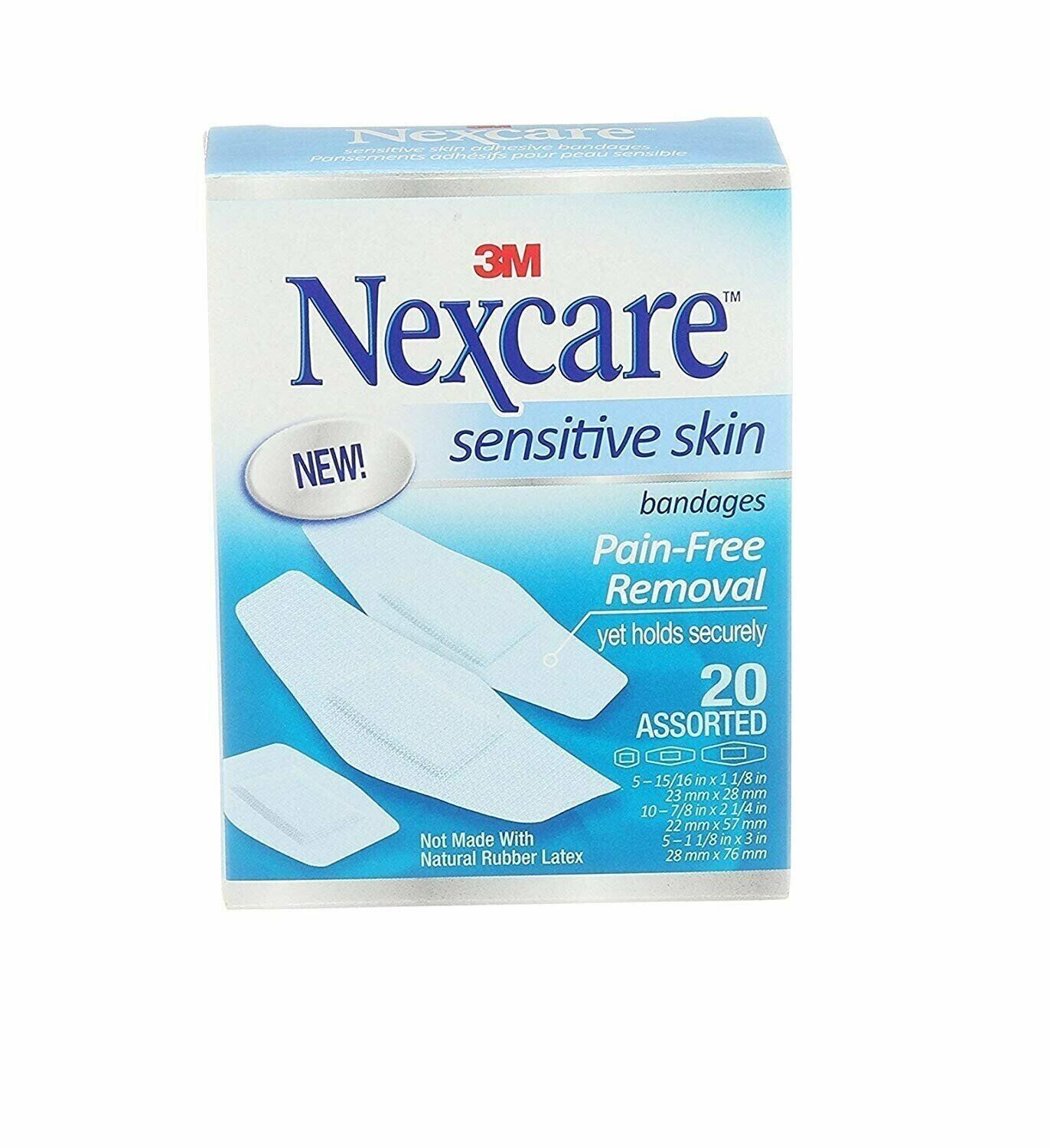 Nexcare Bandages Strong Hold Pain Free Removal Assorted Sizes 20 Count Pack of 2