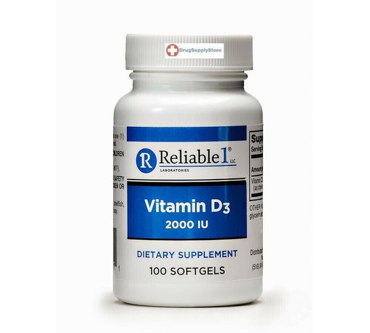 Reliable-1 Vitamin D3 2000 IU Softgels Dietary Supplement 100 Counts