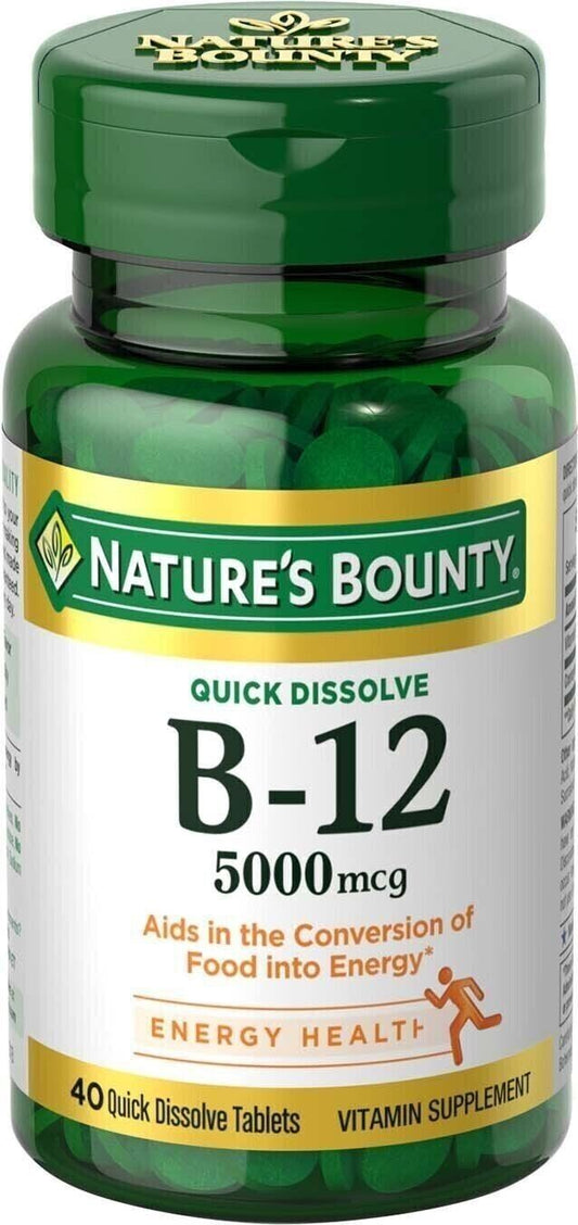 Nature's Bounty Vitamin B12 5000 mcg Quick Dissolve Tablets, Cherry 40 Ct 05/26