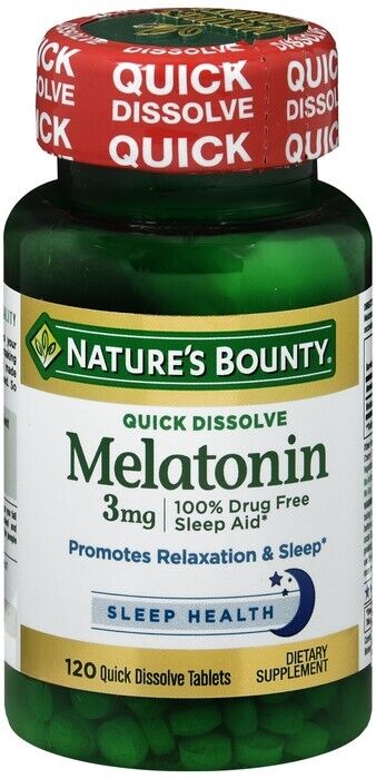 Nature's Bounty Melatonin Tablets, 3 mg, 120 Count