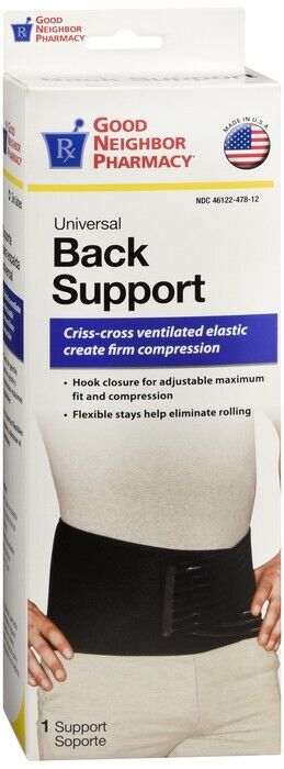 GNP UNIVERSAL BACK SUPPORT BLACK 1CT