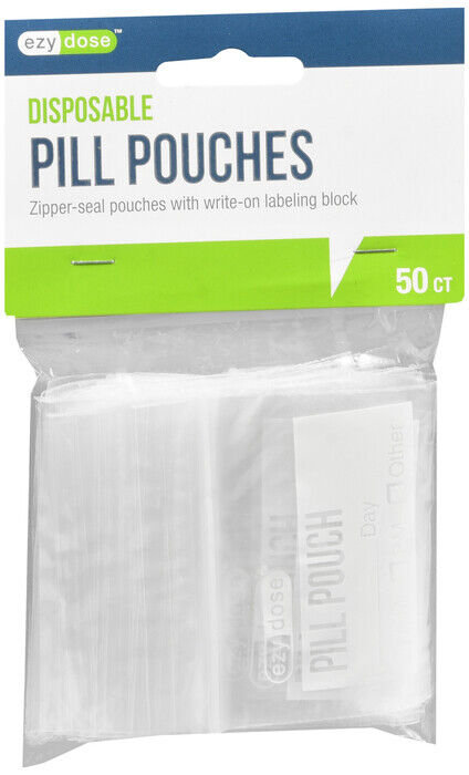 PILL POUCH Zipper-sealed  w/ WRITING BLOCK 50 per bag  ( 6 BAGS )