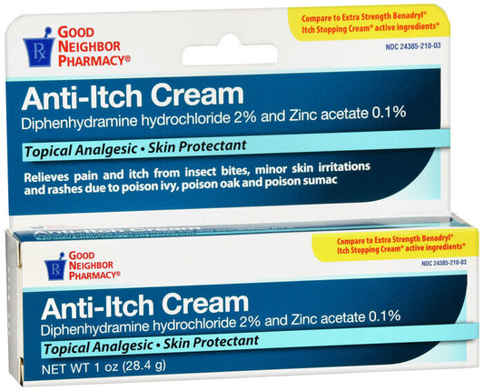 GNP ANTI ITCH 2% X/S CRM 1 OZ   diphenhydramine HCl/zinc acet TOPICAL CREAM (G)