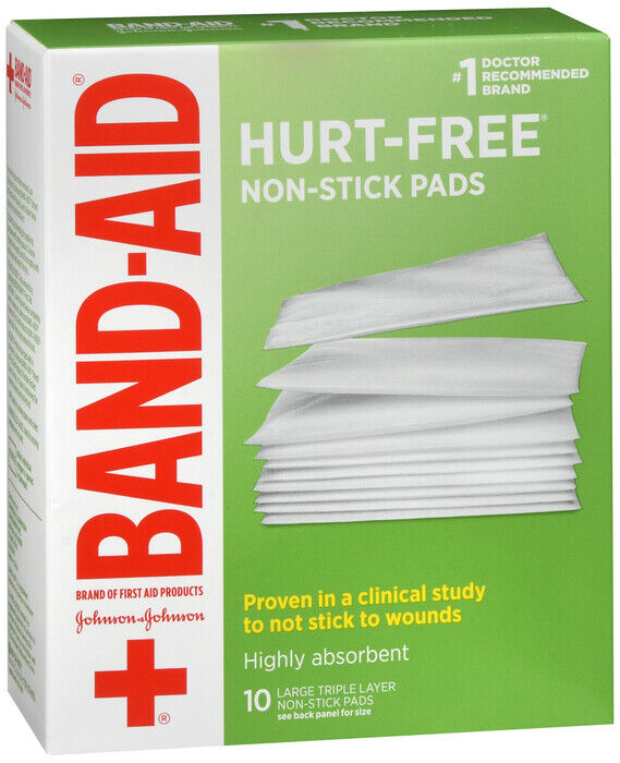 JJ  BANDAID PADS LARGE NON/STICK HURT FREE 3X4