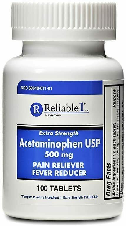 Reliable 1 Extra Strength Acetaminophen USP 500 mg 100 Tablets