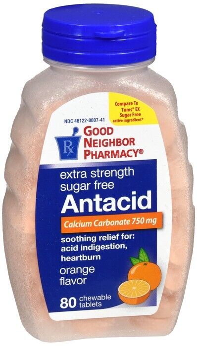 GNP Sugar Free Antacid Original Tablets 80ct Orange