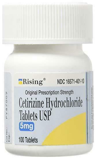 Rising  brand Cetirizine Hydrochloride 5 mg 100 Tablets  X 2 bottles