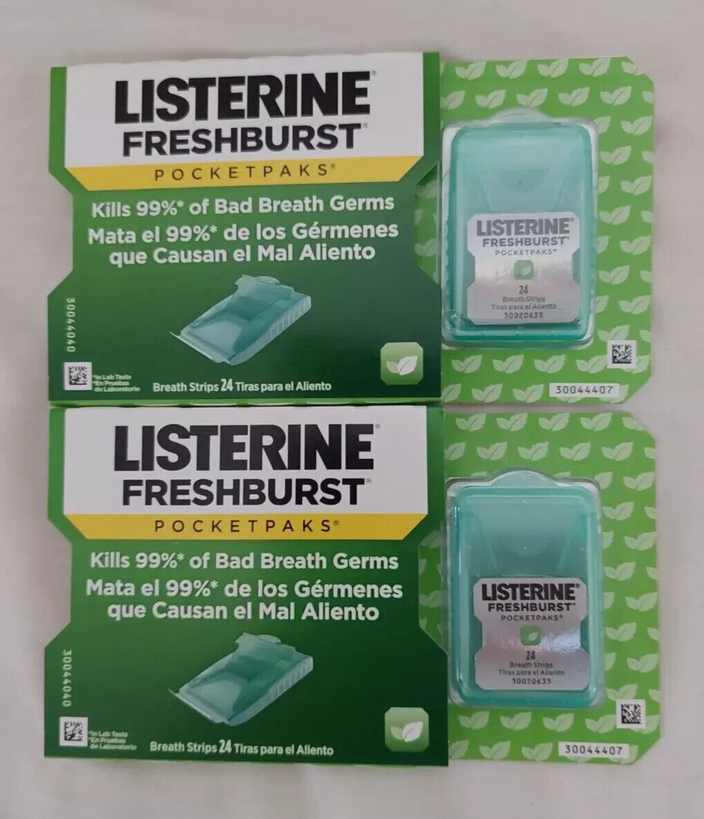 2 LISTERINE FRESHBURST POCKETPAKS KILLS 99% BAD BREATH GERMS