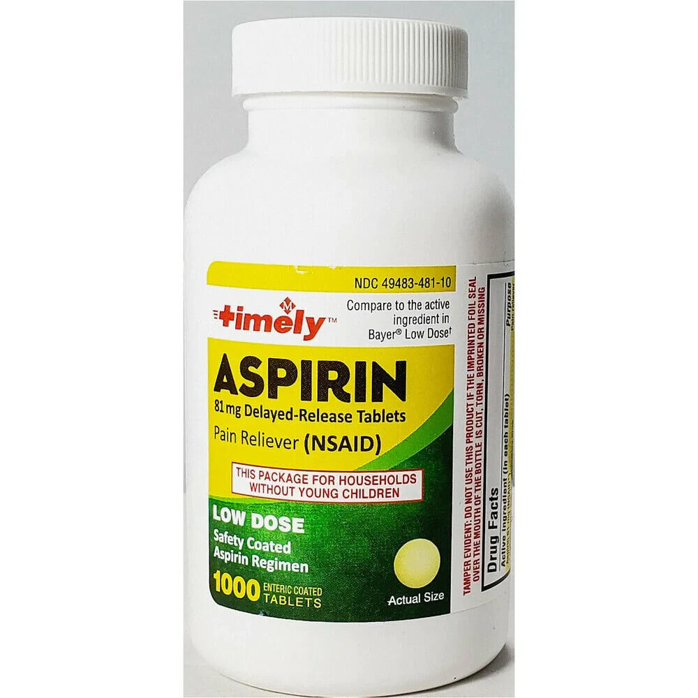 ASPIRIN LOW DOSE   81 MG DR EC TAB 1000 CT TIME CAP LABS X 2 BOTTLES