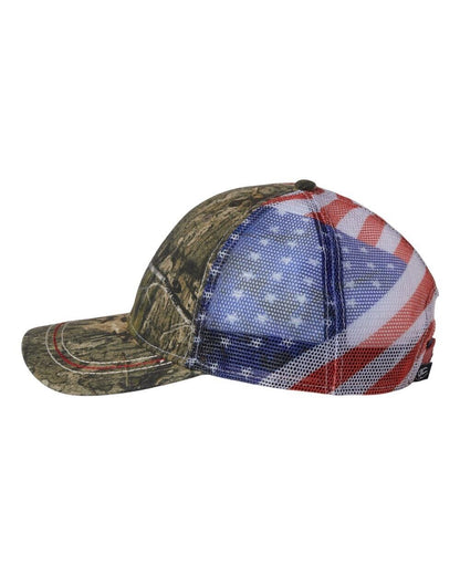 Outdoor Cap - Camo with American Flag Mesh Back Cap - CWF400M  COUNTRY DNA