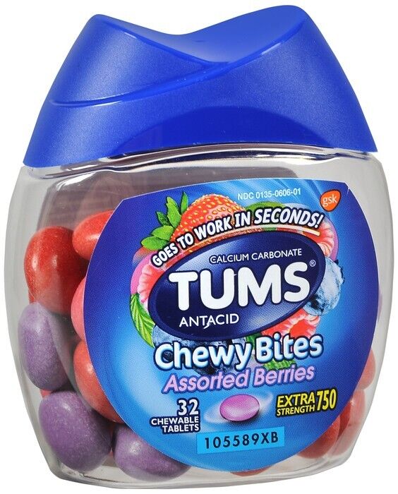 2 Pack Tums Antacid Chewy Bites Asst Berry Chewable Tablets 32 Count Each