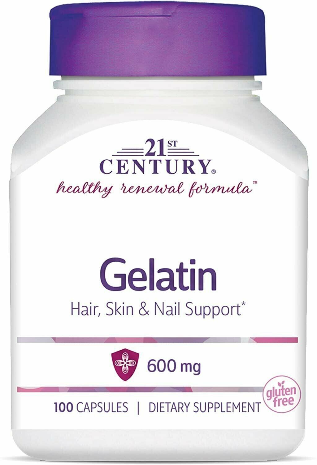 21st Century Gelatin Hair Skin & Nail Dietary Supplement Capsules 100 Ct 2 Pack