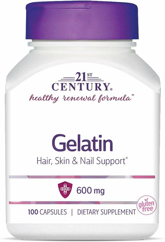 21st Century Gelatin Hair Skin & Nail Dietary Supplement Capsules 100 Ct 2 Pack