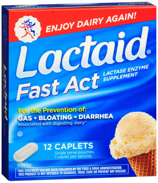 LACTAID FAST ACTING CAPLET 12CT    lactase ORAL TABLET 9000 UNIT