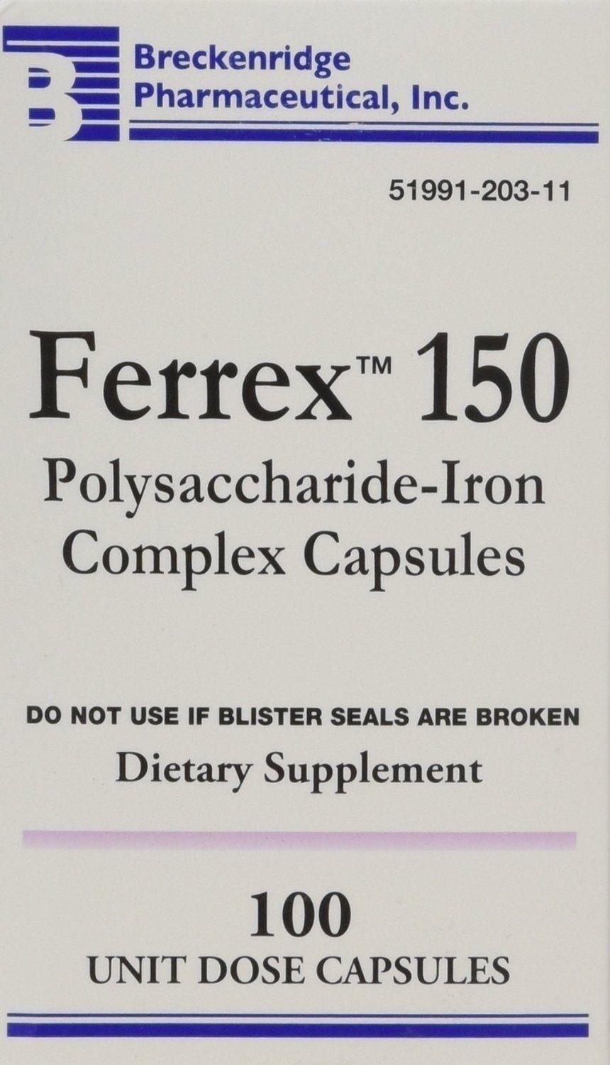 Ferrex 150 Polysaccharide Iron Complex Caps Breckenridge #100 COMPARE TO NU IRON