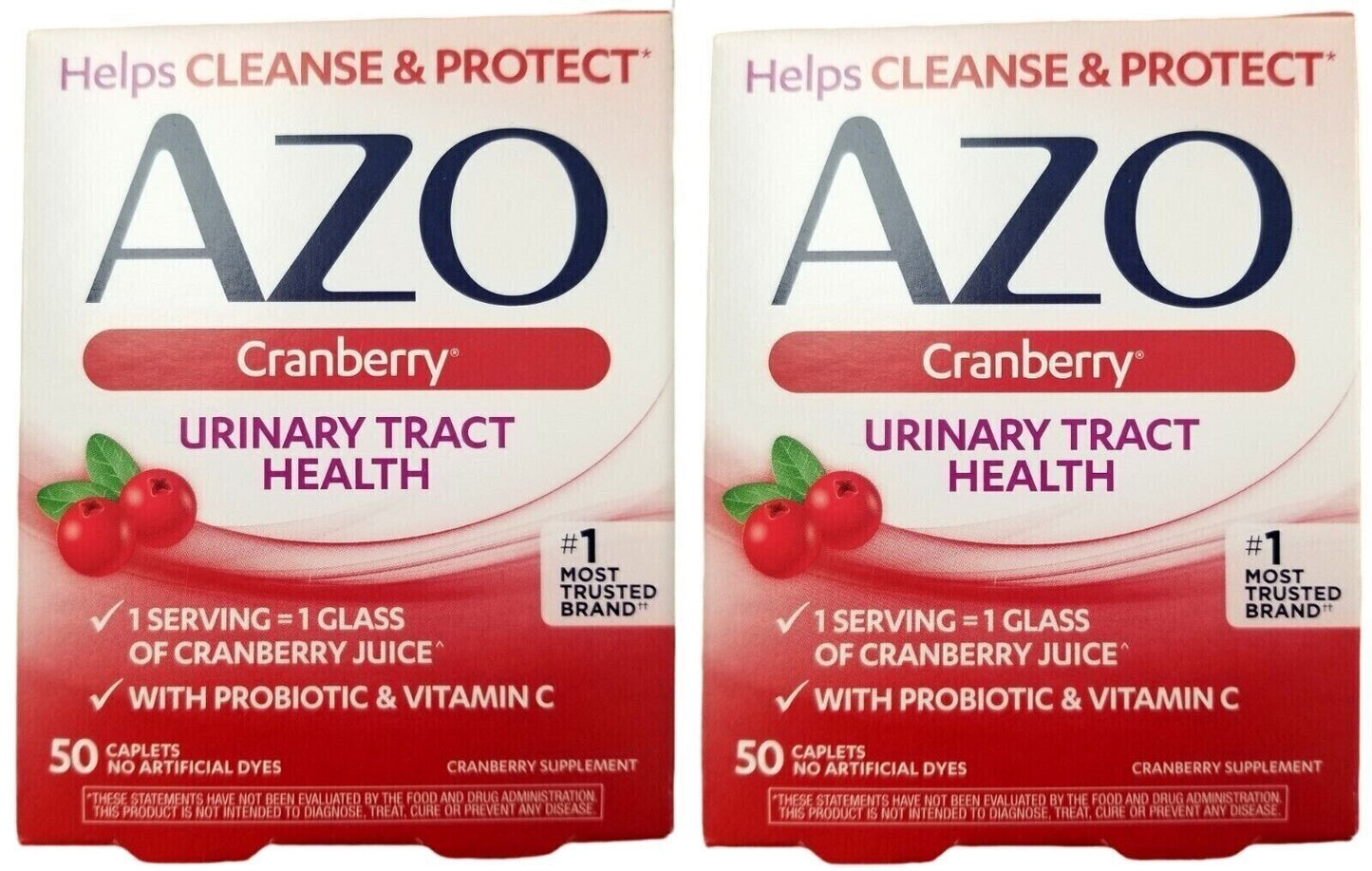 AZO URINARY TRACT HEALTH CRANBERRY 50 Caplets ( 2 PACK )