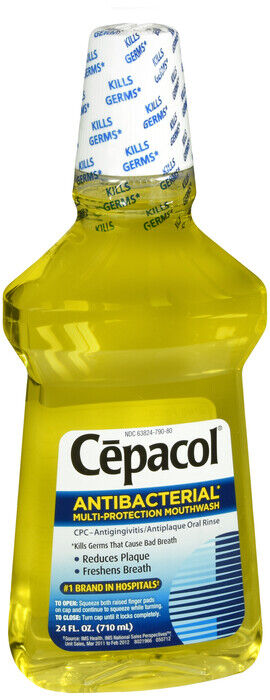 Cepacol Gold Antibacterial Mouthwash Cinnamon, Eucalyptol, Mint Flavor 24oz  X2