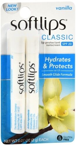 Softlips Lip Protectant SPF 20, Vanilla  3 PACKS OF 2