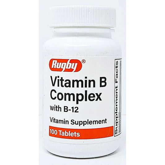 Rugby Vitamin B-Complex with Vitamin B-12 Supplement Tablets 100 Count Pack of 2