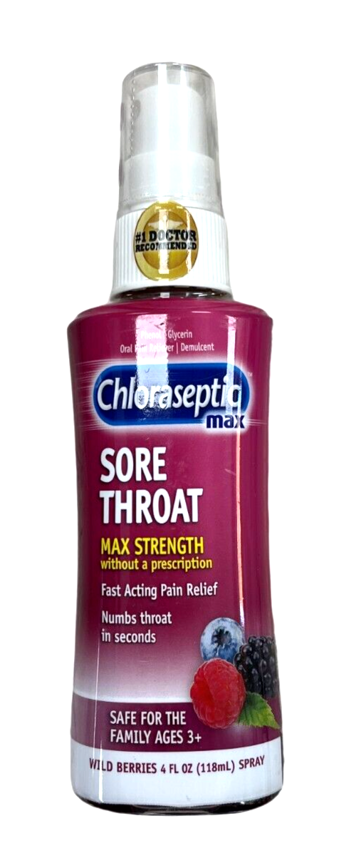 Chloraseptic Max Strength Sore Throat Spray Wild Berry 4oz ~