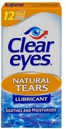 Clear Eyes Natural Tears Lubricant Eye Drops Soothes and Moisturizes 0.5 Oz