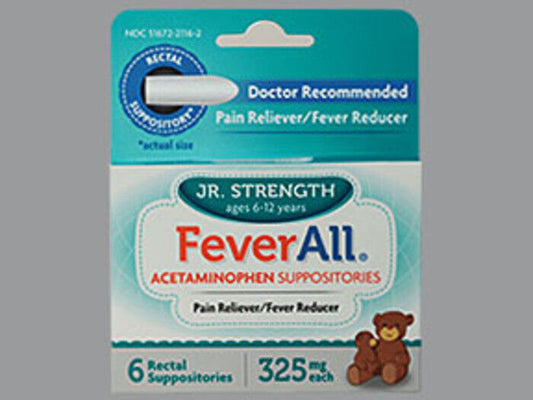 FEVERALL ACETAMINOPHEN 325MG SUPPOSITORY 6CT UD