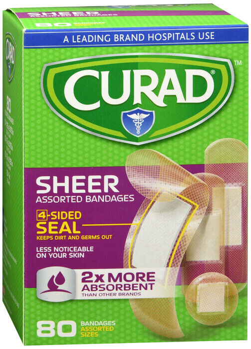 CURAD BANDAGE SHEER ASSORTED 80CT