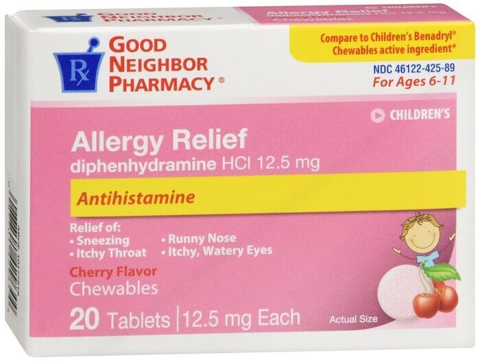 GNP Children's Allergy Relief 12.5mg Cherry Flavor Chewable Tablets 20ct