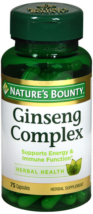 GINSENG Complex CAP 75CT NAT BOUNTY   Panax, American ginsg/B12/royl