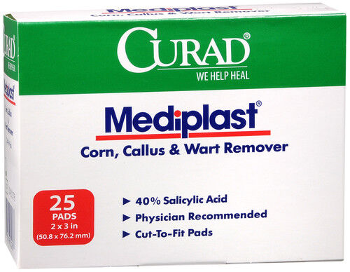 CURAD MEDIPLAST Corn Wart Callus Remover CUT TO FIT Pad  2 BOXES OF 25