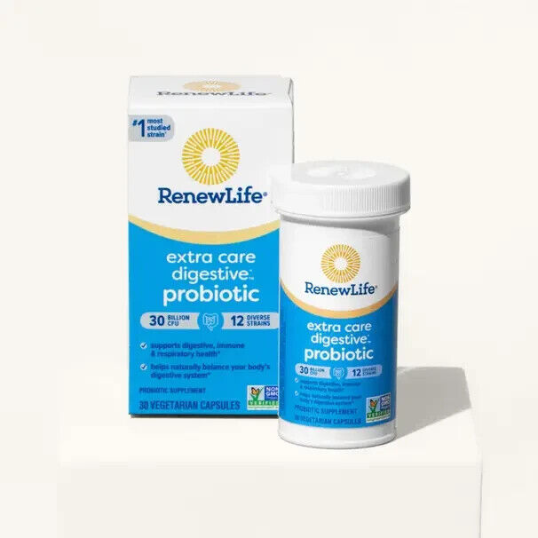 Renew Life Extra Care Digestive - Probiotic Capsules 30 Billion CFU