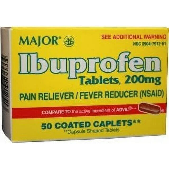 IBUPROFEN 200MG CAPLET BROWN 50CT MAJOR