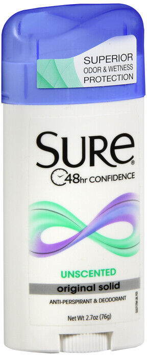 SURE ANTI PERSPIRANT SOLID UNSCENTED 2.7OZ