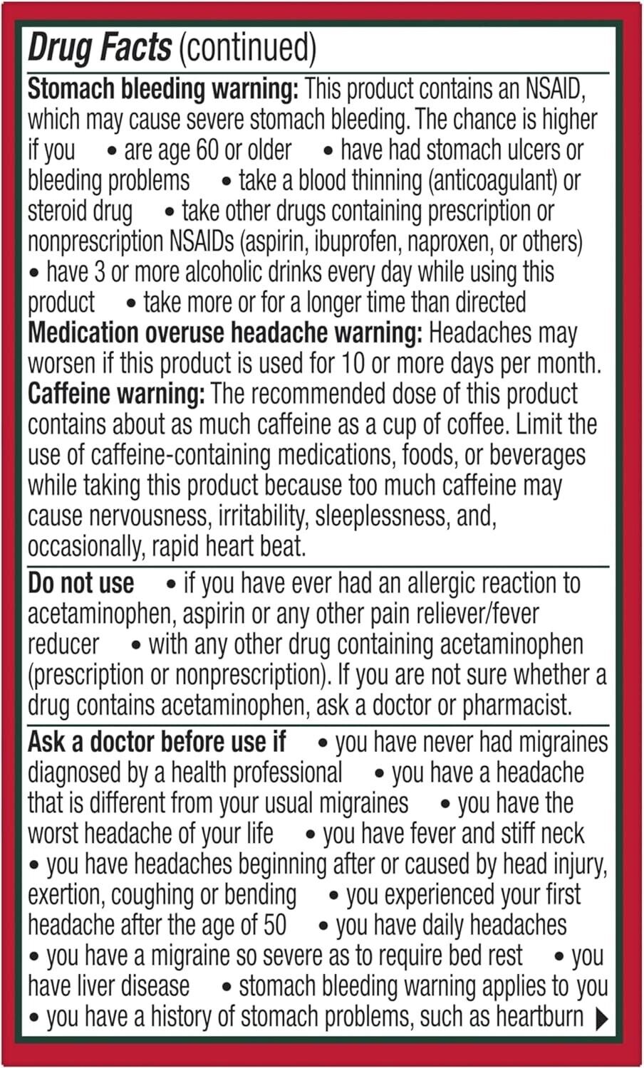 EXCEDRIN MIGRAINE CAPLET 200CT   aspirin/acetaminophen/caffeine ORAL TABLET