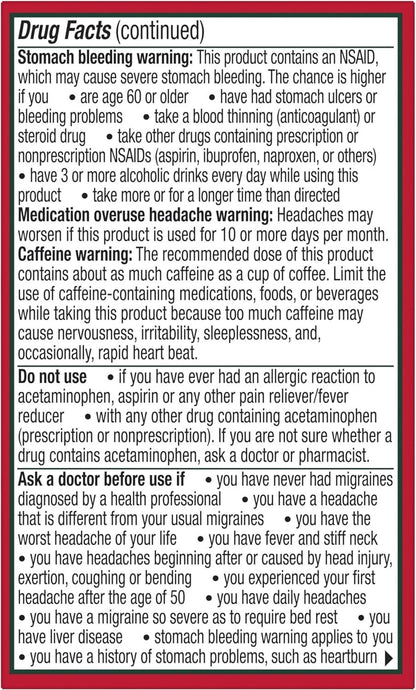 EXCEDRIN MIGRAINE CAPLET 200CT   aspirin/acetaminophen/caffeine ORAL TABLET