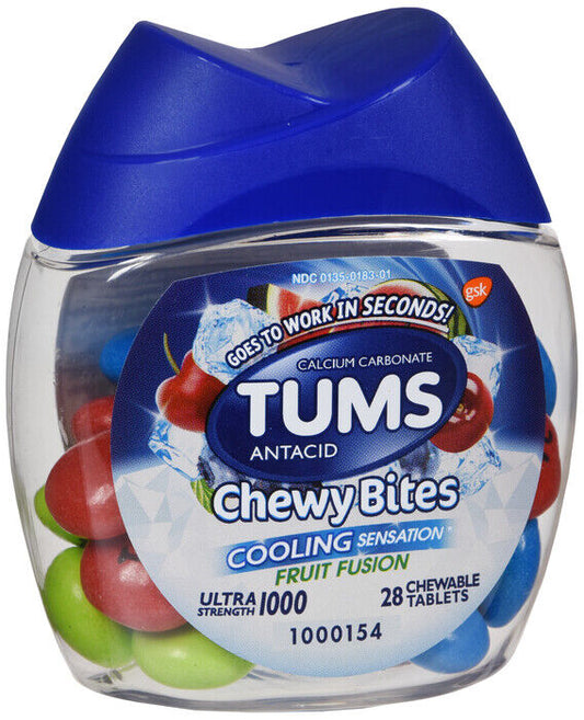 TUMS CHEWY BITES TABLET 28CT    calcium carbonate ORAL TAB CHEW 300MG(750)