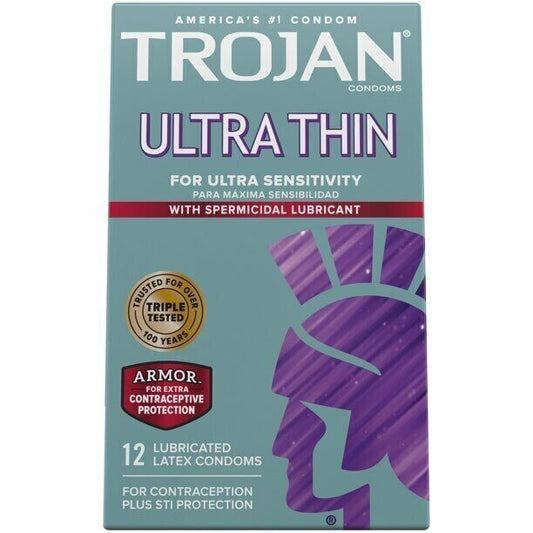 Trojan Ultra Thin & Ultra Sensitivity Lubricated Latex Condoms For Men's 12 Ct