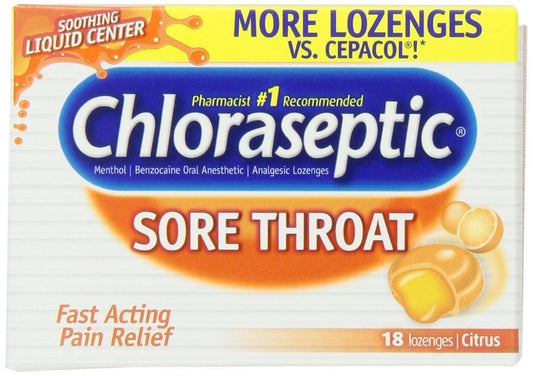 Chloraseptic Sore Throat Lozenges, Citrus, 18-Count   X 3 BAGS