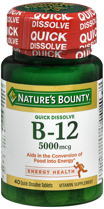 NATURES BOUNTY VITAMIN B-12 QD 5000MCG TABLET 40CT