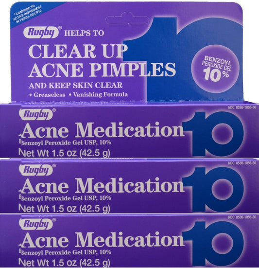 Rugby Acne Gel 10% -1.5oz Tube -3 Pack