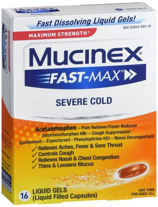 Mucinex Fast Max Severe Cold Liquid Gel 16ct