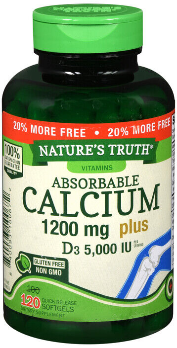 CALCIUM 1200MG+5000IU SOFT GELCAPS 100+20 NATURES TRUTH