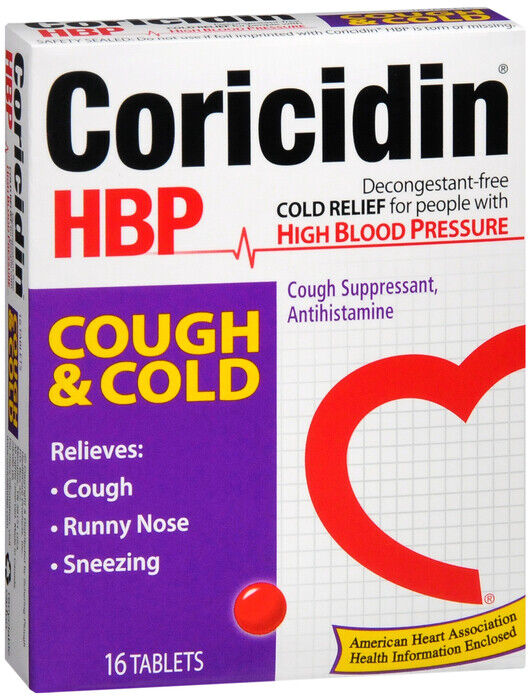 CORICIDIN HBP COUGH COLD TABLET 16CT