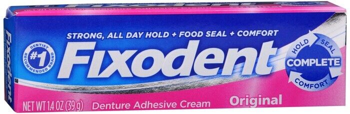 Fixodent Complete Denture Adhesive Cream, Original, 1.4 oz